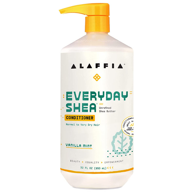 Alaffia EveryDay Shea Conditioner, Moisturizes, Restores and Protects. Made with Fair Trade Shea Butter, Cruelty Free, No Parabens, Vegan, Vanilla Mint 32 Fl Oz