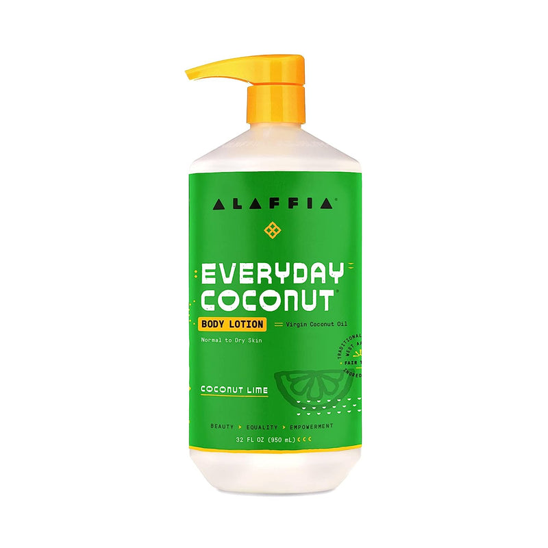 Alaffia EveryDay Coconut Hydrating Body Lotion, Normal to Dry Skin, Moisturizing Support for Soft & Supple Skin, Coconut Lime, 32 oz