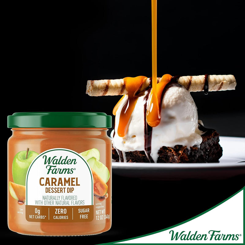 Walden Farms Caramel Dipping 12 oz Jar - Thick & Creamy, Smooth and Sweet, Vegan, Paleo and Keto Friendly, 0g Net Carbs - Dessert Dip for Pretzels, Cookies, Strawberries, Pastries, Bananas and More