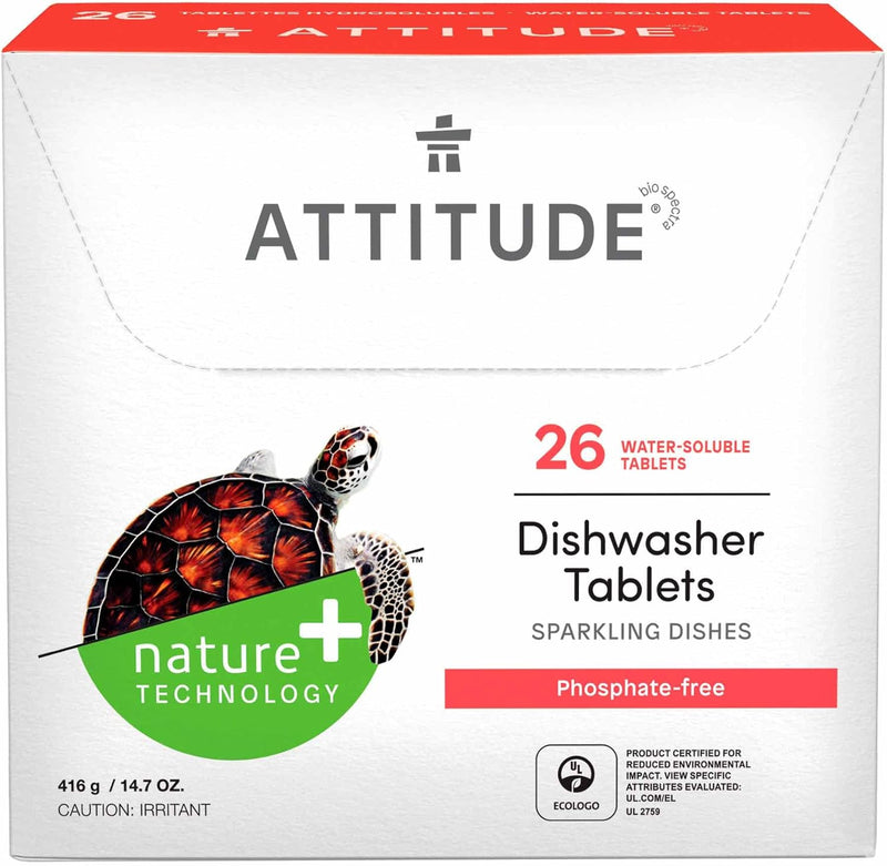 ATTITUDE Dishwasher Tablets, Water-Soluble 26 Count