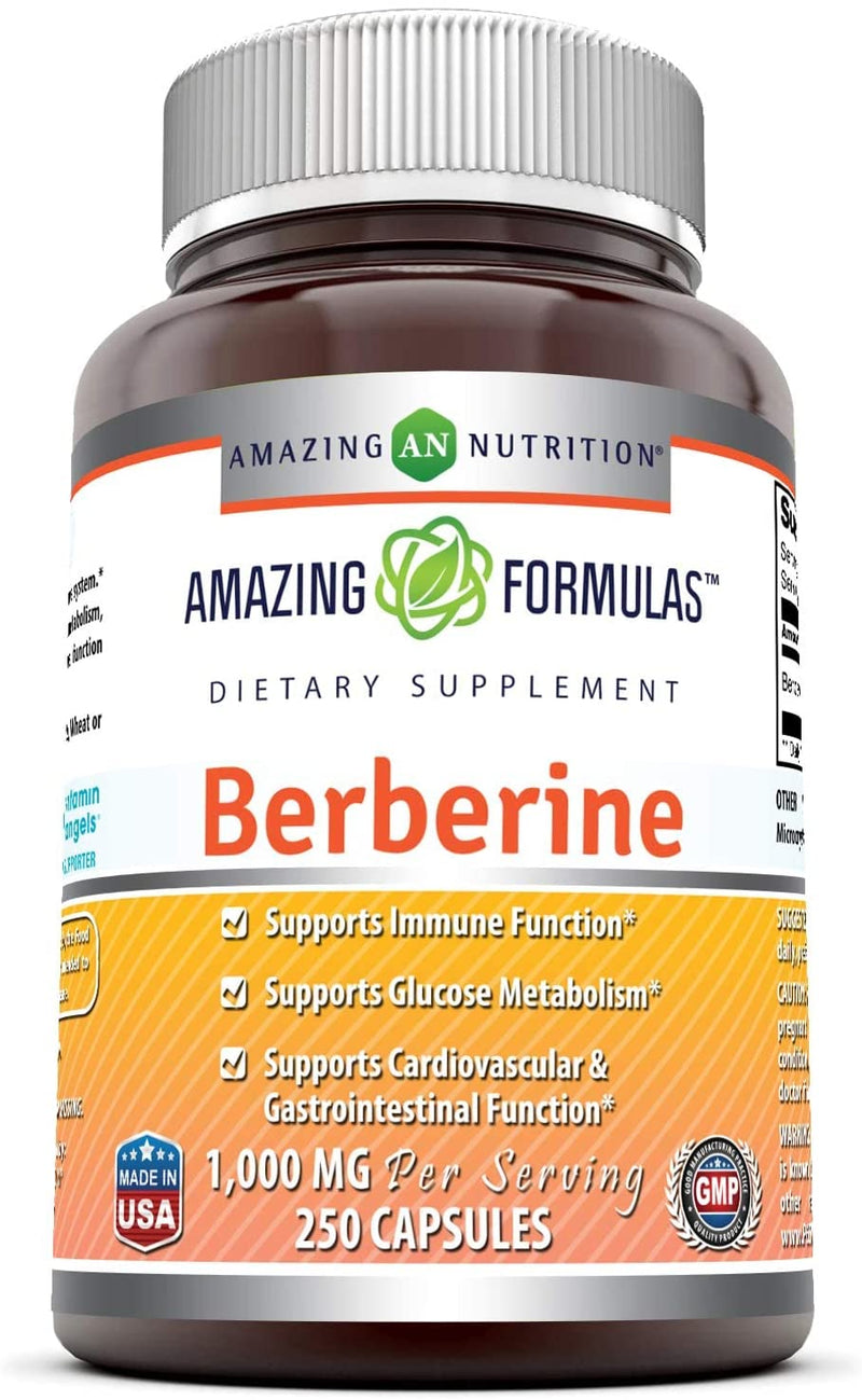 Amazing Formulas Berberine 1000 mg Per Serving , 250 Capsules