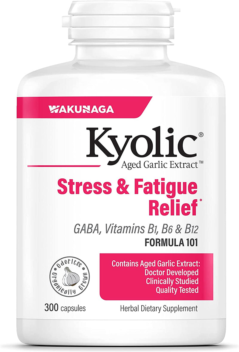 Kyolic Aged Garlic Extract Formula 101, Stress and Fatigue Relief, 300 Capsules