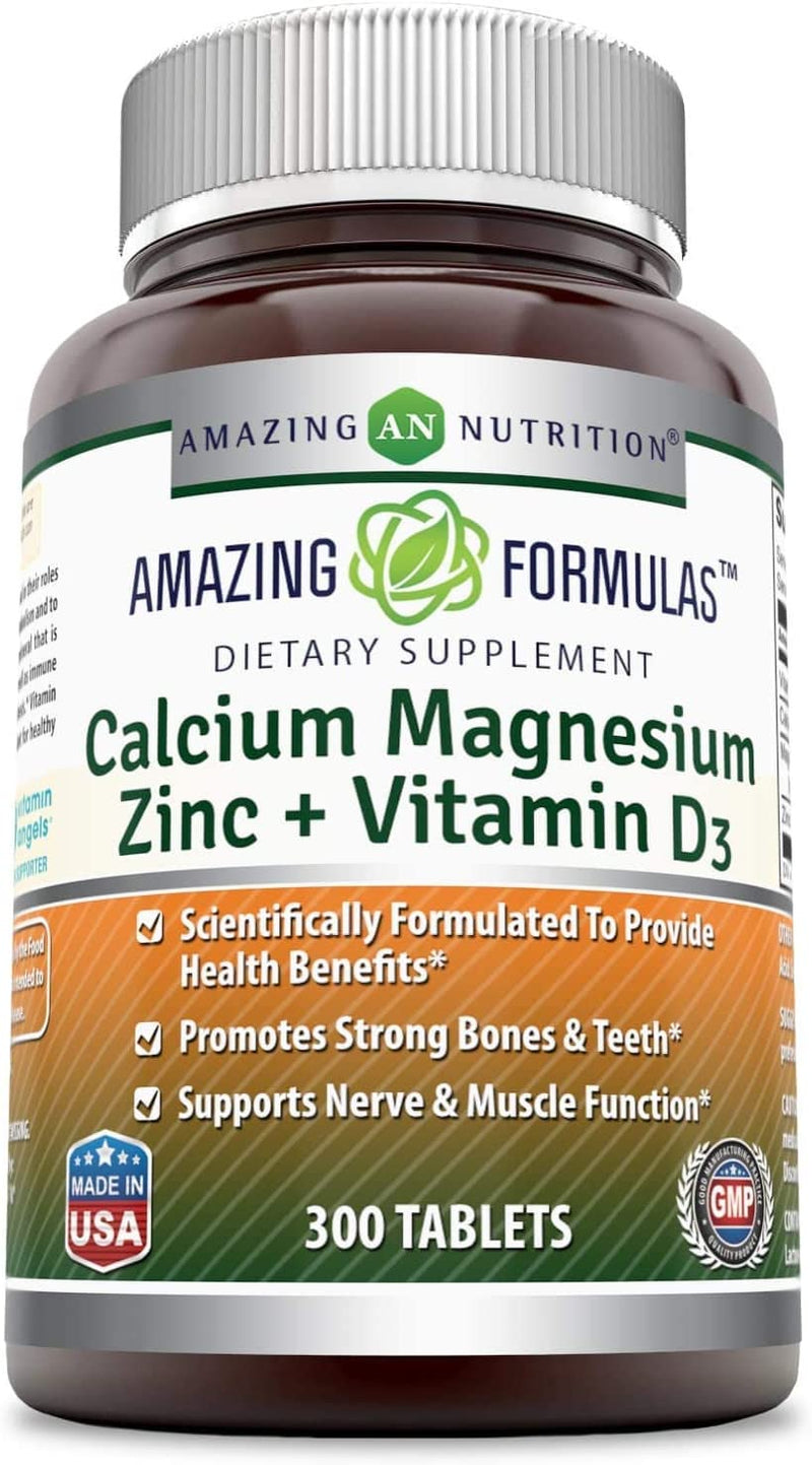 Amazing Formulas Calcium Magnesium Zinc D3 - 300 Tablets Per Bottle