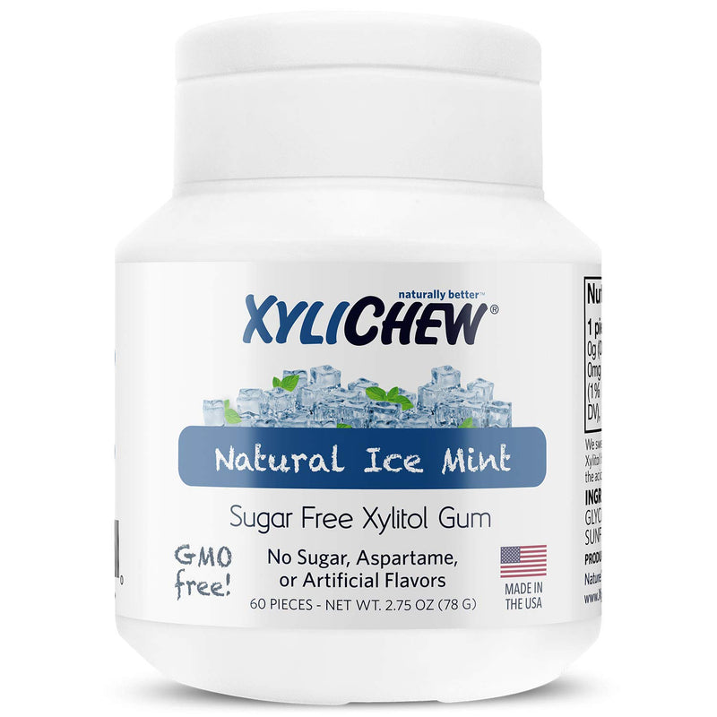 Xylichew 100% Xylitol Chewing Gum - Ice Mint, 60 Count