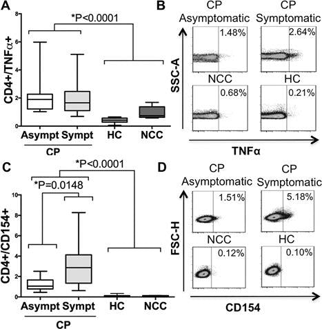 T cells responding to Trypanosoma cruzi detected by membrane TNF‐α and CD154 in chagasic patients