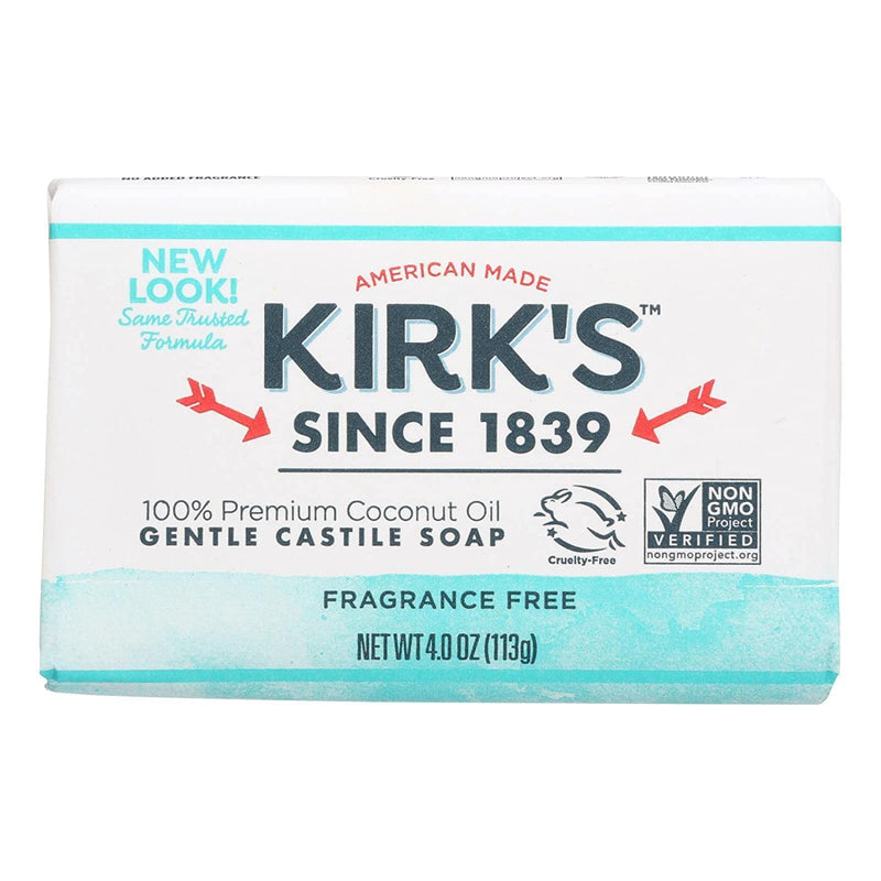 Kirk's Natural Original Coco Castile Soap Fragrance Free, 4 Ounce