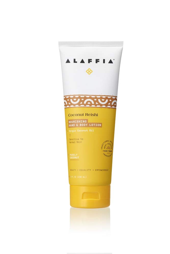 Alaffia - Coconut Reishi Hand and Body Cream, Moisturizing Support to Soothe, Hydrate, and Protect Dry Skin with Shea Butter, Kragnan, Lemongrass, and Reishi Mushroom, Coconut Vanilla, 8 Ounces