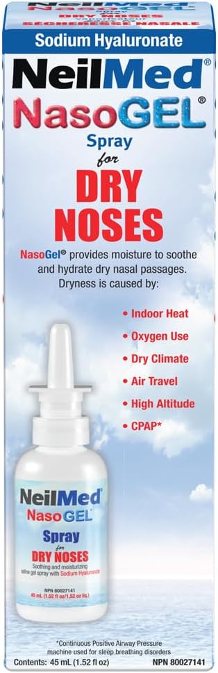 NasoGel Water Soluble Saline Nasal Gel Spray for Dry Noses by NeilMed - 1 fl.oz.- 30 ml