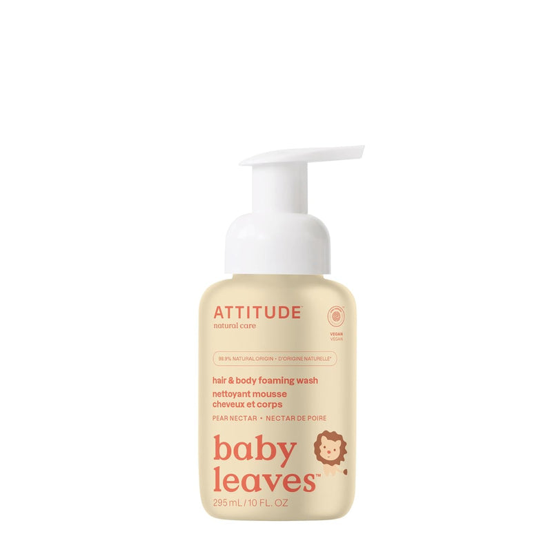 ATTITUDE 2-in-1 Hair and Body Foaming Wash for Baby Pear Nectar, 10 Fl Oz