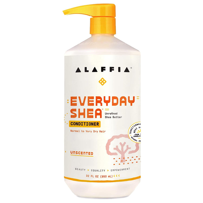 Alaffia - Everyday Shea Conditioner, Normal to Very Dry Hair, Moisturizing Support to Balance pH for Protected, Luxurious Locks with Shea Leaf and Butter, Fair Trade, Unscented, 32 Ounces
