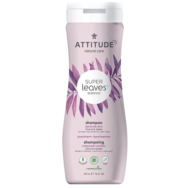 ATTITUDE Hair Shampoo, EWG Verified, Plant- and Mineral-Based Ingredients, Vegan and Cruelty-free Beauty and Personal Care Products, Moisture Rich, Quinoa and Jojoba, 16 Fl Oz