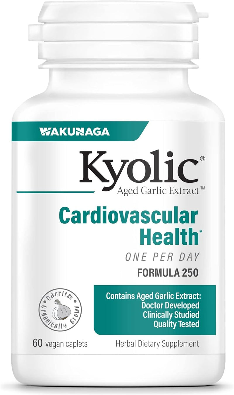 Kyolic Aged Garlic Extract Formula 250, Cardiovascular Health, One Per Day, 60 Vegan Capsules (Packaging May Vary)