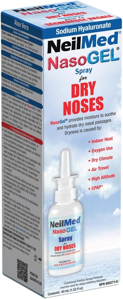 NasoGel Water Soluble Saline Nasal Gel Spray for Dry Noses by NeilMed - 1 fl.oz.- 30 ml