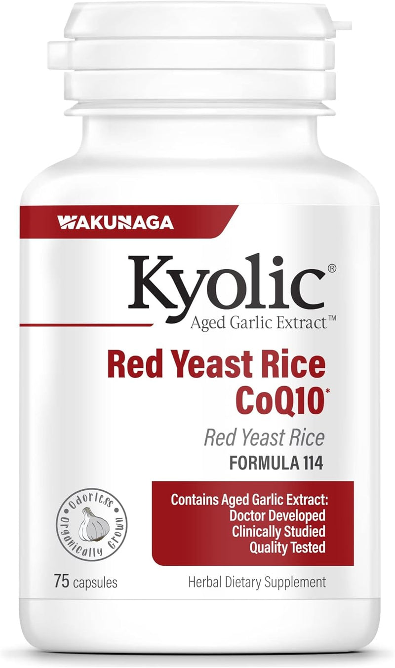 Kyolic Aged Garlic Extract Formula 114, Red Rice Yeast & Coq10, 75 Capsules (Packaging May Vary)