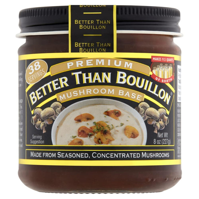 Better Than Bouillon Premium Mushroom Base, Made from Seasoned & Concentrated Mushrooms, Makes 9.5 Quarts of Broth, 38 Servings, 8 OZ (Single)