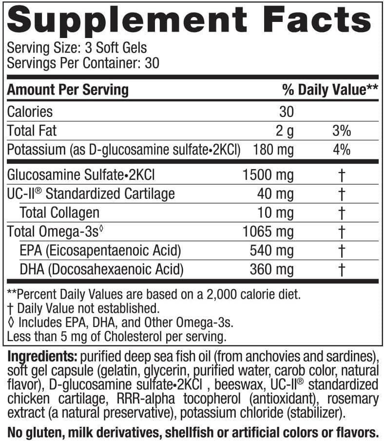 Nordic Naturals Omega Joint Xtra, Lemon - 90 Soft Gels - 1065 mg Omega-3 + Glucosamine Sulfate & Type 2 Collagen - Joint Health, Cartilage Recovery - Non-GMO - 30 Servings
