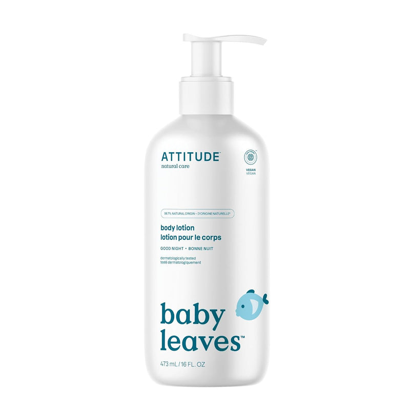 ATTITUDE Body Lotion for Baby, EWG Verified, Dermatologically Tested, Plant and Mineral-Based, Vegan, Good Night, 16 Fl Oz