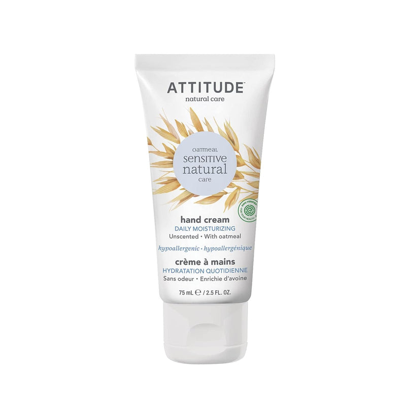 ATTITUDE Daily Moisturizing Hand Cream for Sensitive Skin Enriched with Oat, EWG Verified, Hypoallergenic, Vegan and Cruelty-free, Unscented, 2.5 Fl Oz