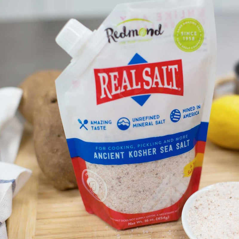 Redmond Real Sea Salt - Natural Unrefined Gluten Free Kosher, 16 Ounce Pouch