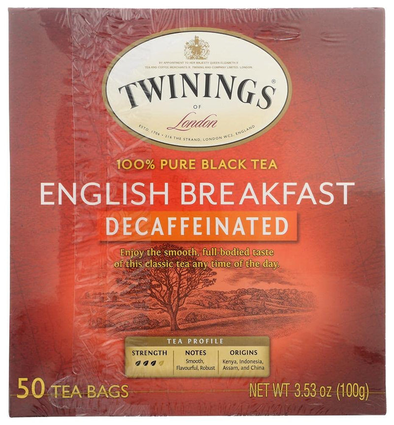Twinings English Breakfast Tea, Decaffeinated Black Tea - Lively and Refreshing Decaf Tea Bags Individually Wrapped, 50 Count