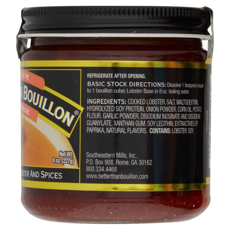Better Than Bouillon Premium Lobster Base, Made from Select Cooked Lobster & Spices, Makes 9.5 Quarts of Broth 38 Servings , 8 Ounce (Pack of 1)