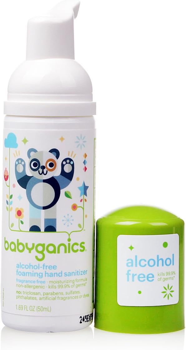Babyganics Alcohol-Free Foaming Hand Sanitizer, On-The-Go, Fragrance Free, 1.69 oz, Packaging May Vary