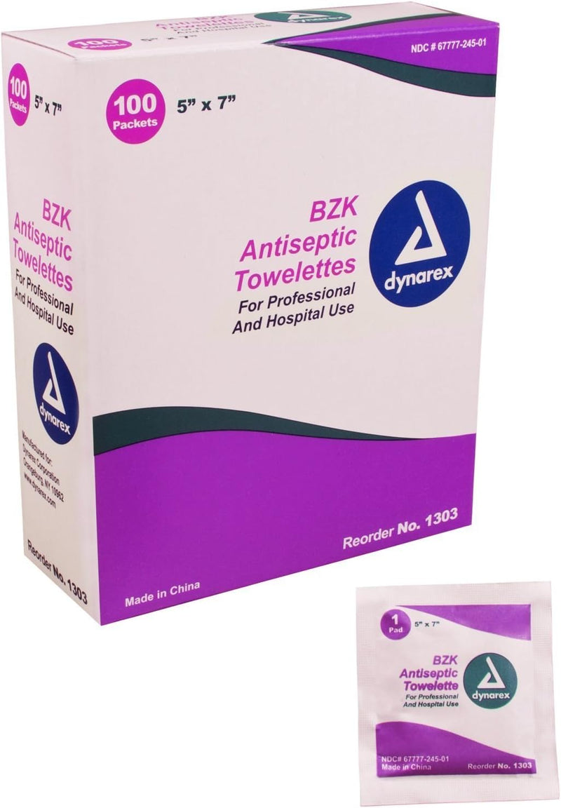 BZK Antiseptic Towelettes, 100 Count (Pack of 1)