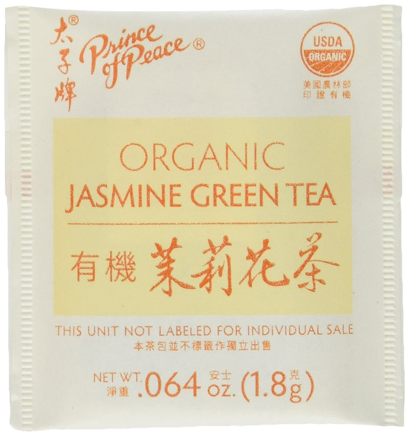 Prince of Peace Organic Jasmine Green Tea, 100 Tea Bags – 100% Organic Green Tea – Unsweetened Green Tea – Lower Caffeine Alternative to Coffee – Herbal Health Benefits