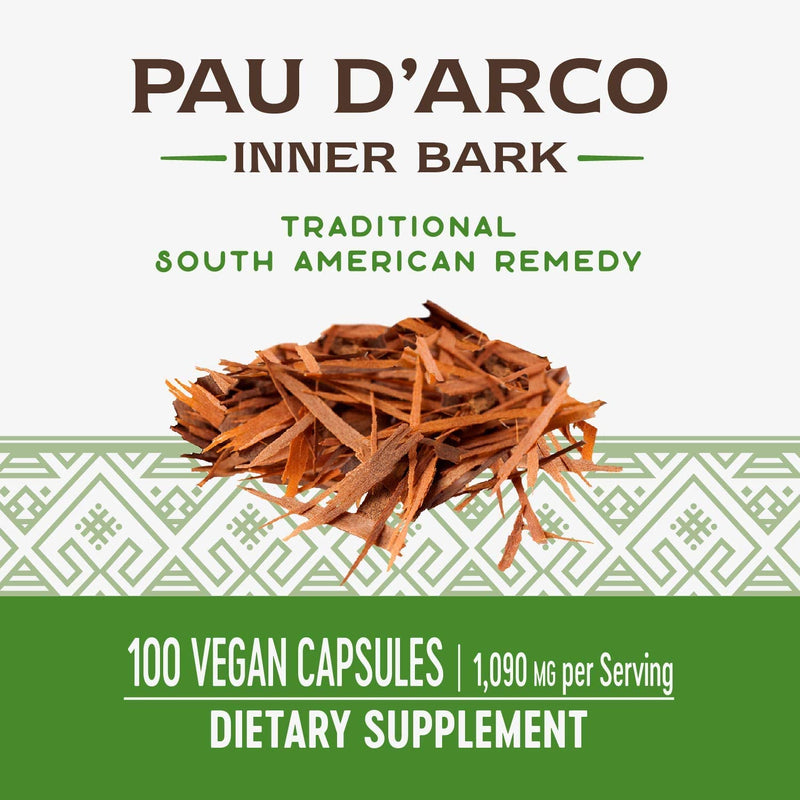 Nature's Way Premium Herbal Pau d'Arco Inner Bark, 1,090 mg per serving, 100 Capsules