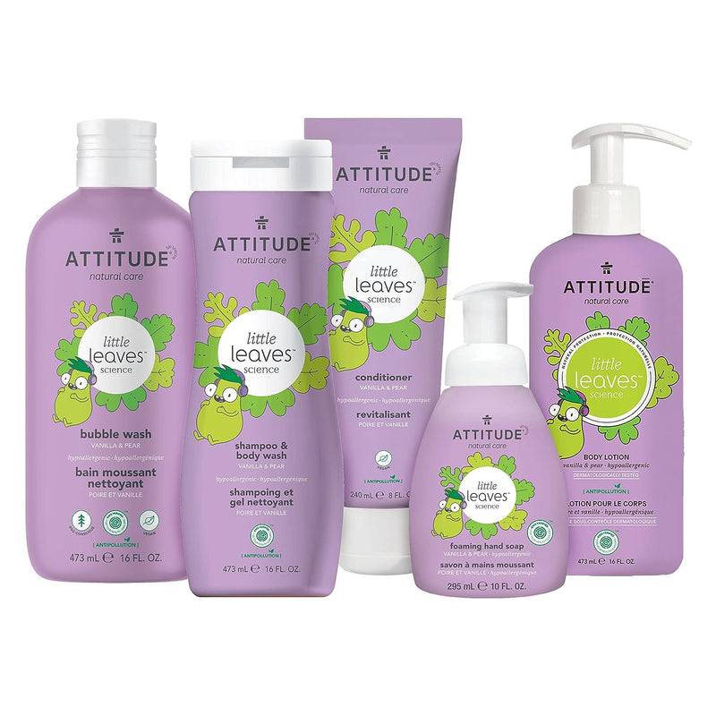 ATTITUDE Natural Conditioner for Kids, Hypoallergenic, Vegan, Plant- and Mineral-Based, Vegan and Cruelty-free, Vanilla and Pear, 8 Fl Oz (11115)