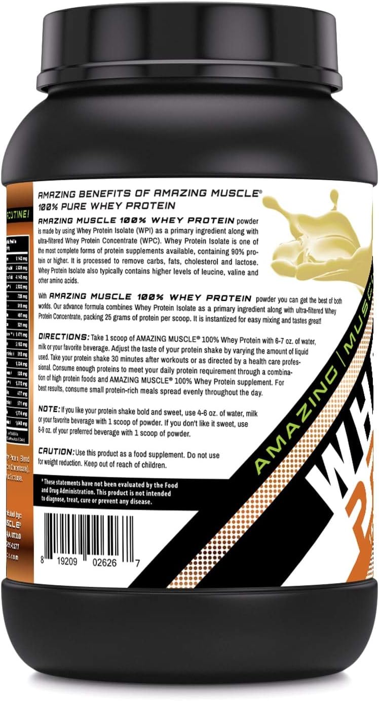 Amazing Muscle 100% Whey Protein Powder *Advanced Formula with Whey Protein Isolate as a Primary Ingredient Along with Ultra Filtered Whey Protein Concentrate (Butterscotch, 2 Lb)