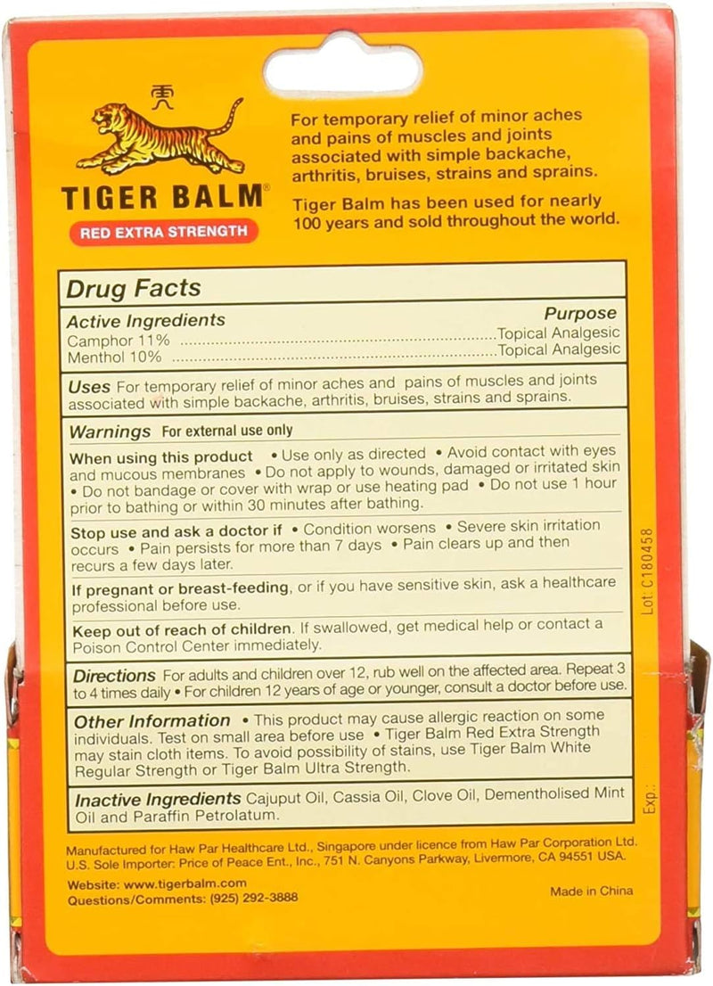 Tiger Balm Pain Relieving Red Extra Strength, 18g – Relief for Sore Muscles – Extra Strength Sports Rub – Tiger Balm Extra Strength – Tiger Balm Ointment