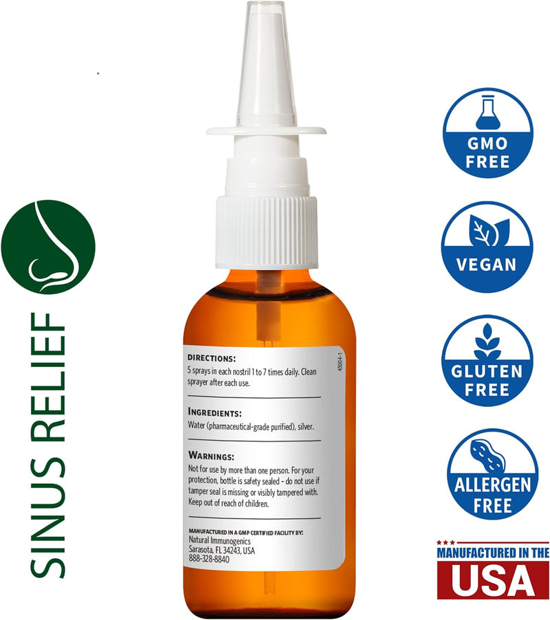 Argentyn 23 Professional Bio-Active Silver Hydrosol Sinus Relief - Colloidal Silver- 23ppm, 2oz (59mL) – Natural Nasal Spray