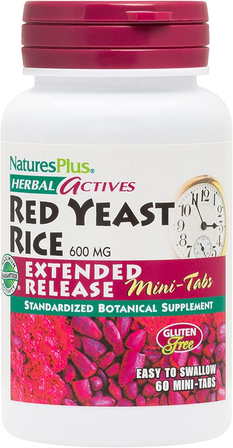 NaturesPlus Herbal Actives Red Yeast Rice, Extended Release - 600 mg, 60 Mini Tablets