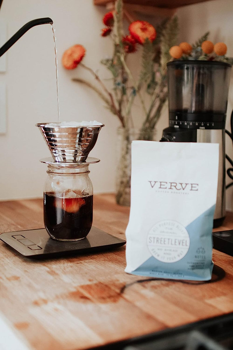 Verve Coffee Roasters Whole Bean Coffee Streetlevel Blend | Medium Roast, Brewed or Espresso, Direct Trade, Resealable Pouch | Enjoy Hot or Cold Brew | 12oz Bag