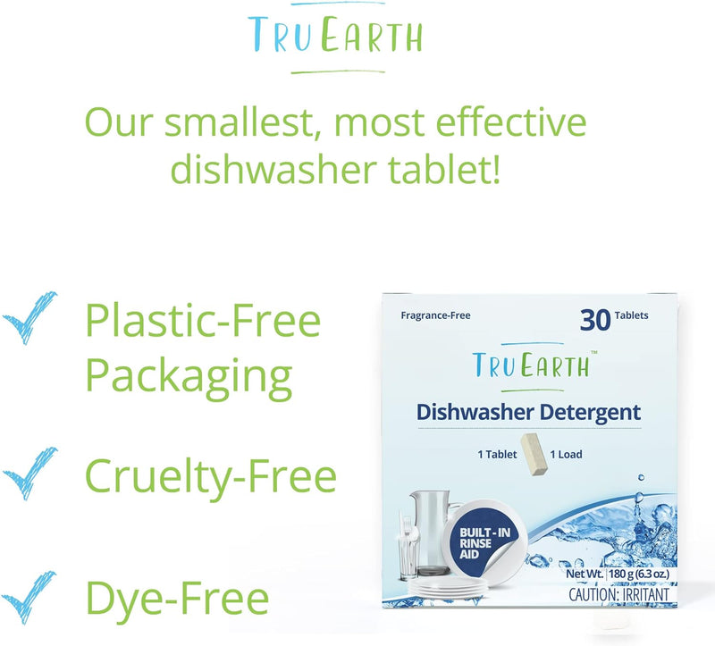 Tru Earth Dishwasher Detergent Tablets Super Concentrated and Easy to Use 30 Tablets