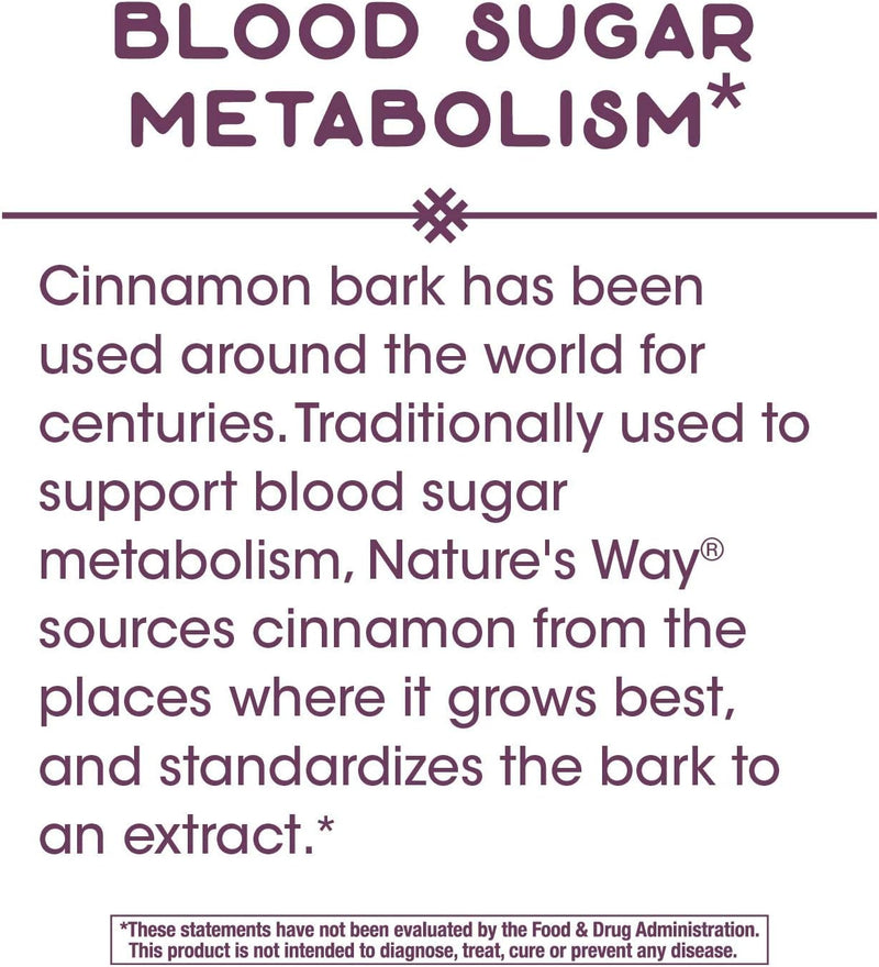 Nature's Way Premium Extract Cinnamon Standardized to 8% Flavonoids 60 Vcaps