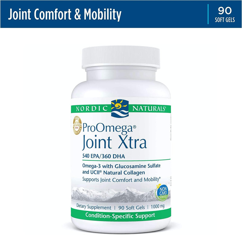 Nordic Naturals ProOmega Joint Xtra - Fish Oil, 540 mg EPA, 360 mg DHA, 1500 mg Glucosamine Sulfate, 40 mg UC-II Natural Collagen, Support for Joint Comfort and Mobility*, 90 Soft Gels