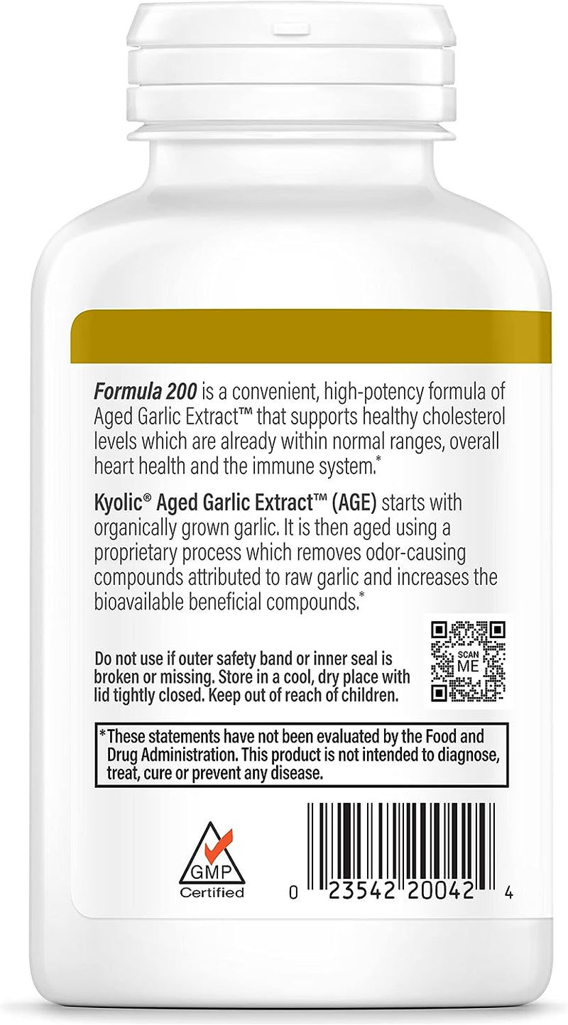 Kyolic Aged Garlic Extract Formula 200, Cardiovascular & Immune, Reserve 120 Capsules (Packaging May Vary)