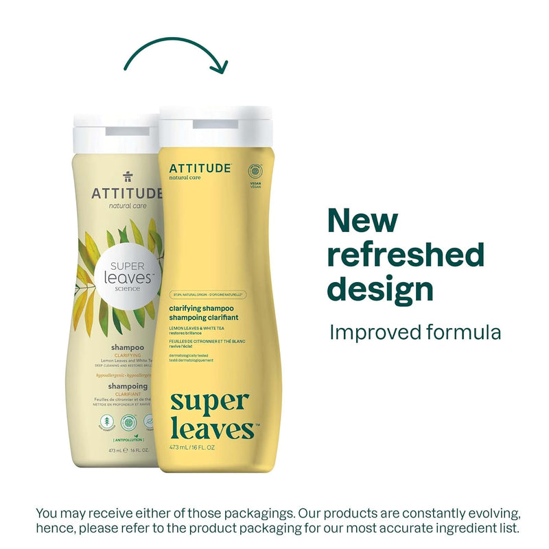 ATTITUDE Clarifying Shampoo, EWG Verified, Plant- and Mineral-Based Ingredients, Vegan and Cruelty-Free, Lemon Leaves and White Tea, 16 Fl Oz