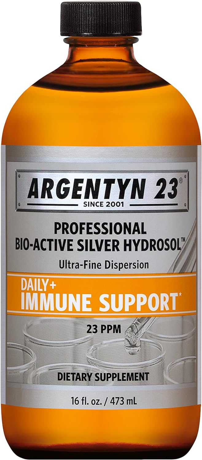 Argentyn 23 Professional Bio-Active Silver Hydrosol for Immune Support – Colloidal Silver, 23ppm, 16oz (473mL) – Twist-Top