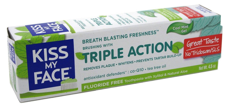 Kiss My Face Toothpaste Triple Action Cool Mint Gel, 4.5 Ounce (Pack of 2)