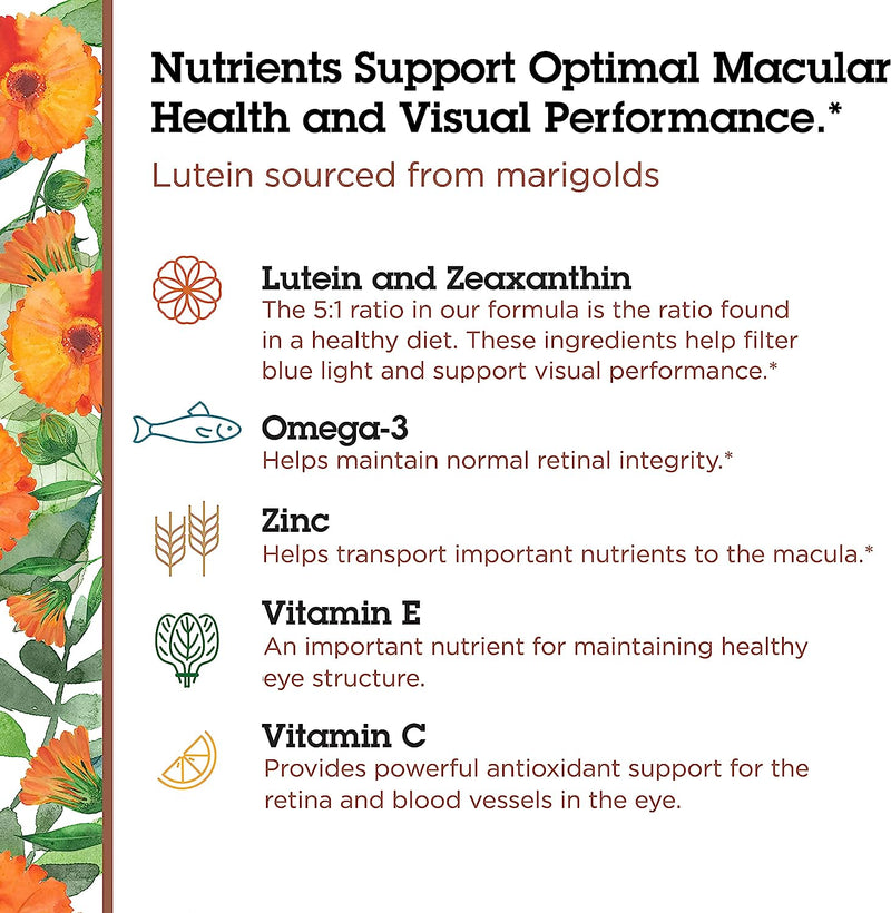 Quantum Health Macula 30+ Eye Care Supplement Promotes Macular & Retinal Health as You Age with Lutein Zeaxanthin Omega-3 Vitamins C & E Daily Nutrition for Women & Men - 60 Softgels