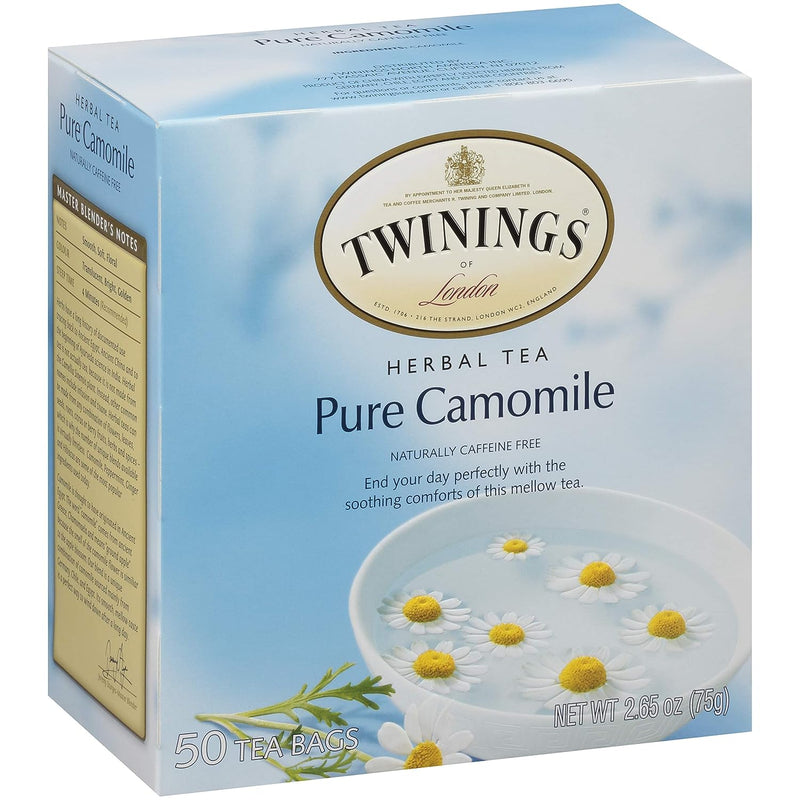 Twinings Pure Camomile Herbal Tea individually Wrapped Bags, Naturally Caffeine Free 50 Count (Pack of 1)