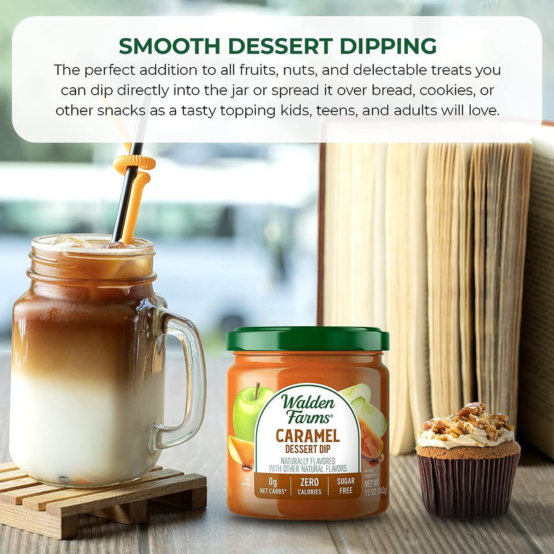 Walden Farms Caramel Dipping 12 oz Jar - Thick & Creamy, Smooth and Sweet, Vegan, Paleo and Keto Friendly, 0g Net Carbs - Dessert Dip for Pretzels, Cookies, Strawberries, Pastries, Bananas and More