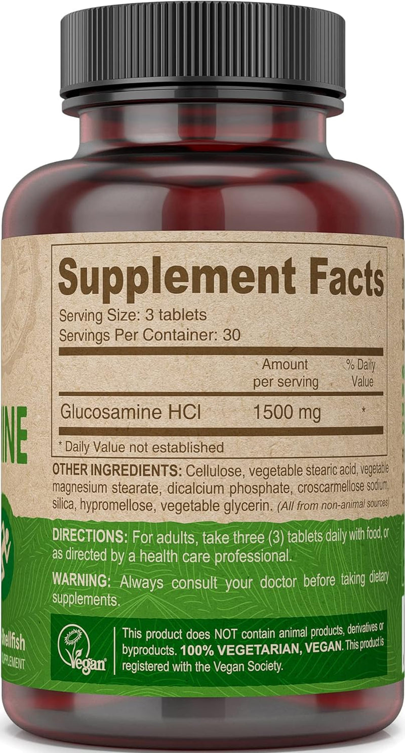 DEVA Vegan Vitamins Vegan Glucosamine 500mg, Non-Shellfish, Non-GMO - 90 Tablets