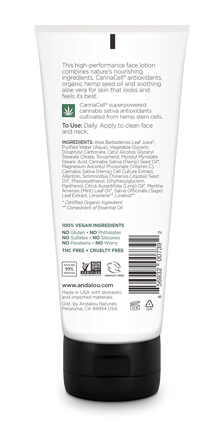 Andalou Naturals CannaCell MEN Comforting Face Lotion, 3.1 Ounce
