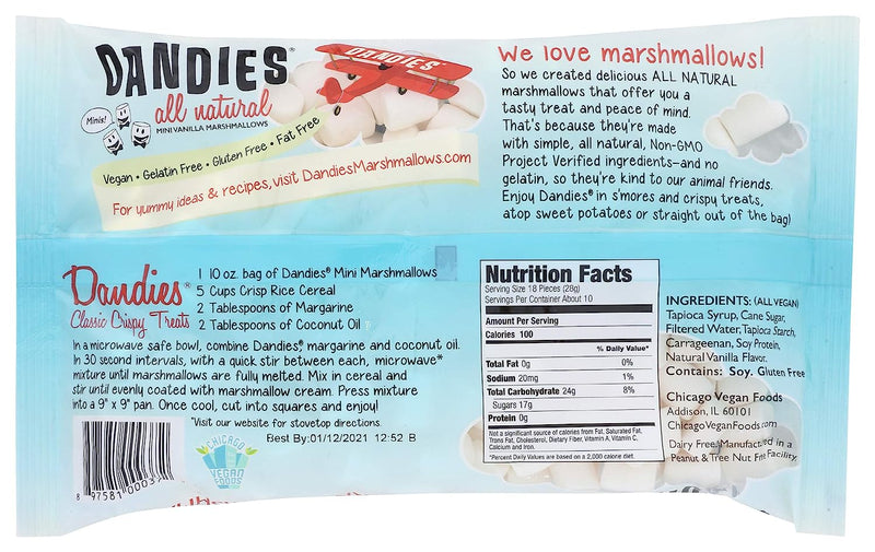 Dandies, Vegan Gluten Free Marshmallows Minis, 10 Ounce