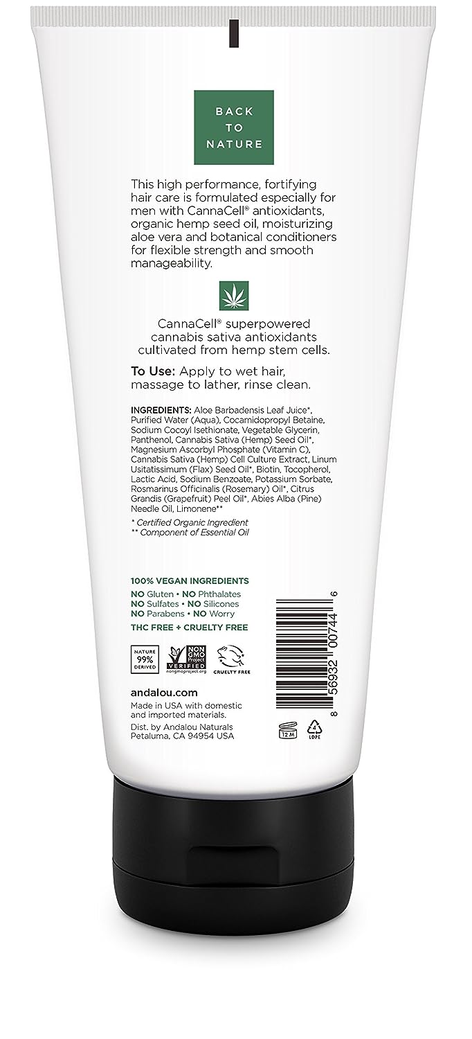Andalou Naturals CannaCell MEN Fortifying Shampoo + Conditioner, 8.5 Ounce