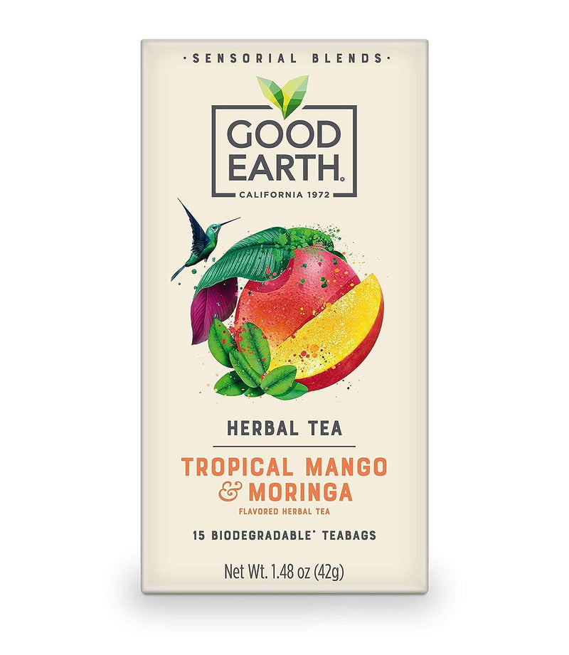 Good Earth Sensorial Blends Tropical Moringa & Mango Herbal Tea, 15Count